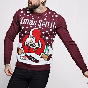 boohoo Men's Red Christmas Spirit Jumper - Large